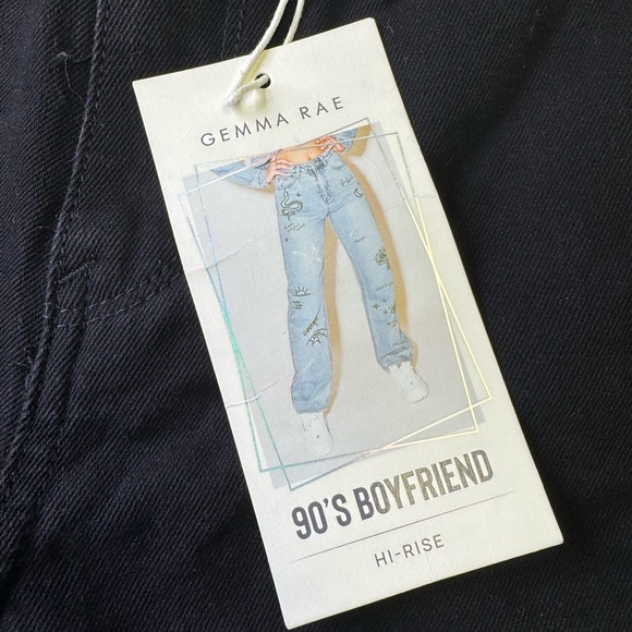 Distressed 90’s Black Jeans with Studded Details Gemma Rae boyfriend 7/28 - Picture 4 of 7